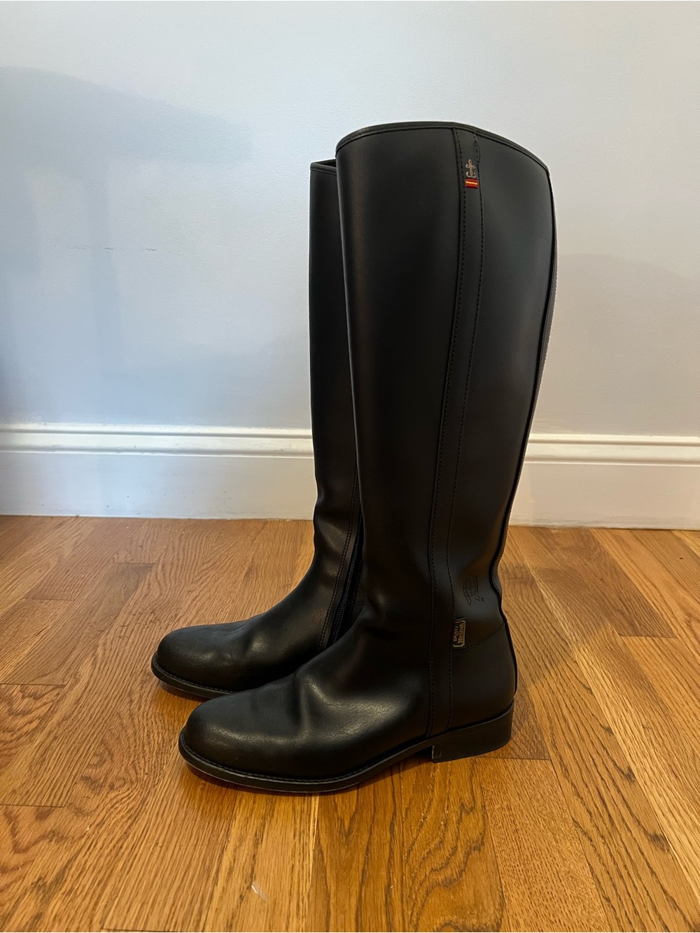 Valverde del Camino Dakota Black Leather Riding Boots, Size 38